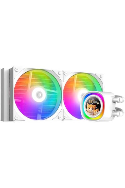 ID-COOLİNG CPU Liquid Cooler FX240 LCD 240mm 2x120mm aRGB White 300-2000RPM