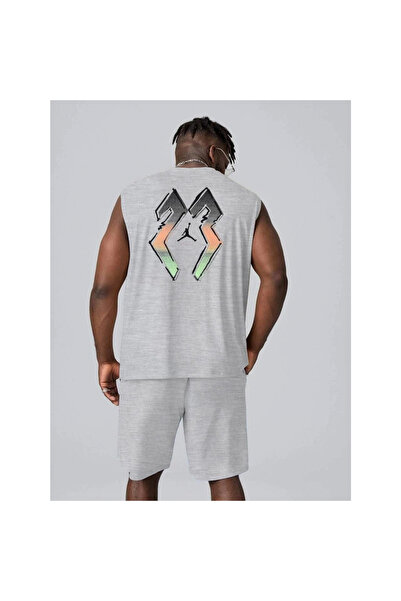 Narnuga Sırt Printed Zero Sleeve Double Shorts Set - Gray