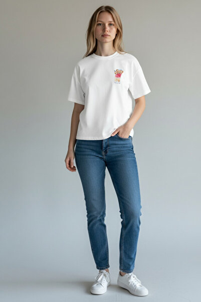 zenne تي شيرت تيدي بير مطبوع برقبة دائرية إكرو