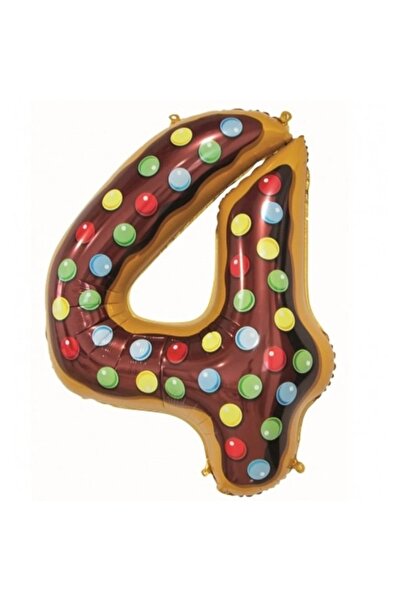 Avaleea Metallic Foil BalloonNumber 4 FigurineDonut PrintAnniversary Theme 10...