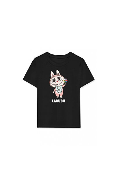 Narnuga Labubu Printed T-Shirt - Black -