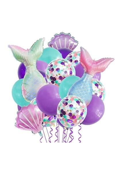 Avaleea Aqua Mermaid Decorative BalloonsSet MIX 22 balloonsmade of aluminum f...