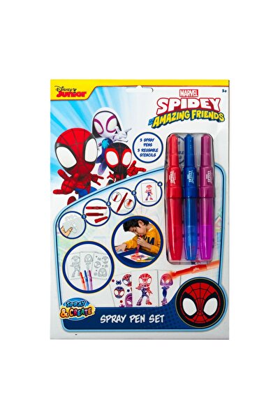 Create It Set of 3 magic blow pens with 3 reusable stencilsSpidey