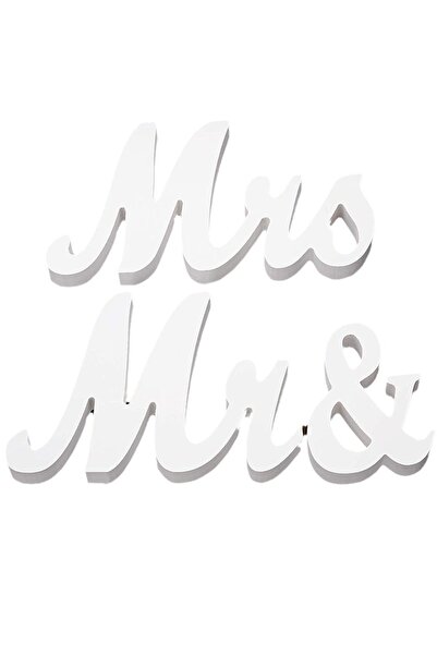 Avaleea Decor pentru Masa, Model Mr&Mrs, Tematica Nunta, 10x20 cm, Alb