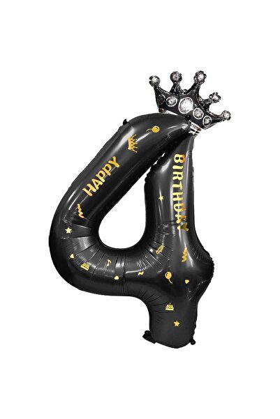 Avaleea Metallic Foil Balloon, Number and Crown Figurine, Happy Birthday Writ...