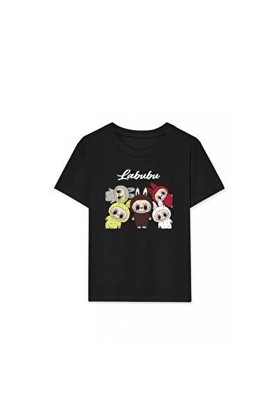 Narnuga Labubu Printed T-Shirt - Black -