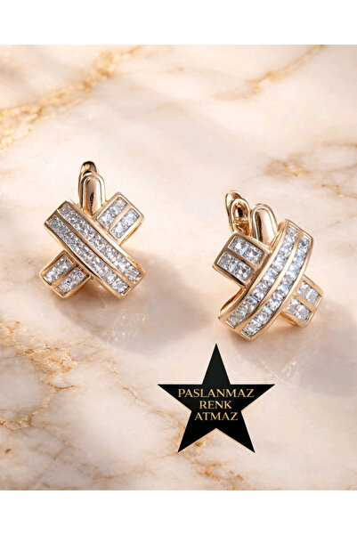 XUPING JEWELRY Xuping Rose Gold Cross Stone Antiallergenic Women's Earrings