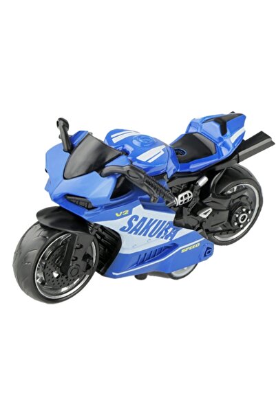 OEM Macheta metalica motocicleta, functie Pullback, Albastru, 9 cm