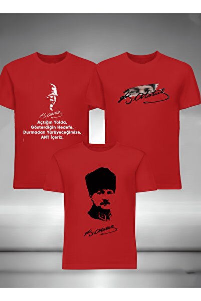 MAGORS ATATÜRK VE ANDIMIZ BASKILI KISA KOLLU 3'LÜ PAKET GENÇ VE ÇOCUK TSHIRT