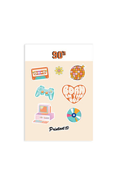Printoot 90's Sticker Sheet Featuring Vintage Gaming Console and Retro Disco ...
