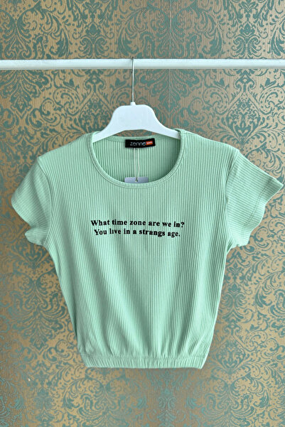 zenne Girl's Corded Fabric t-shirt water green