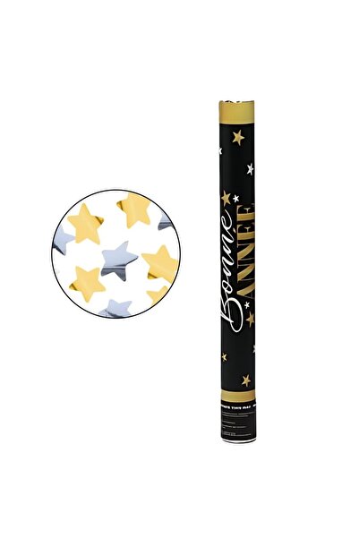 Avaleea Tub de Confetii, Bonne Annee, 60x5 cm, Confetii Stelute din Aluminiu,...