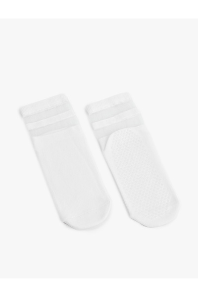 Koton Памучни чорапи с ленти и противоплъзгаща подметка, с детайли