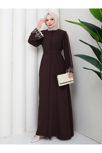 MY QILAM Γυναικεία Ρούχα Τεσεττούρ Αμπάγια Φεράτσε Μακρύ Φόρεμα με Κεντημένα ...