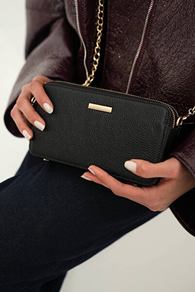 DERKON ديزي موديل جلد أصلي حقيبة كروس نسائية بسحاب مزدوج حقيبة سي