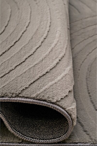 HOME AURAA Spiral Carved Rabbit Fur Rug-Grey-200x300cm