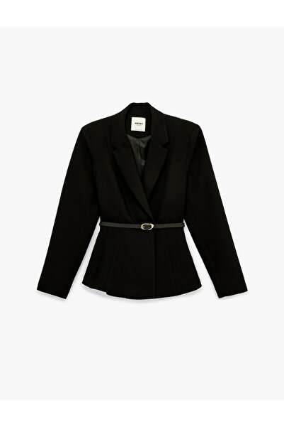 Koton detaliu la curea Jachetă blazer peplum cu mânecă lungă decolteu petrecu...