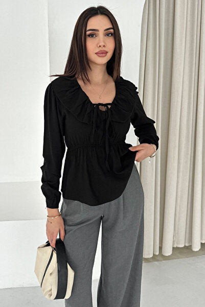 Noa&Noa Ruffle Collar Blouse with Tie Detail – Cream Charm