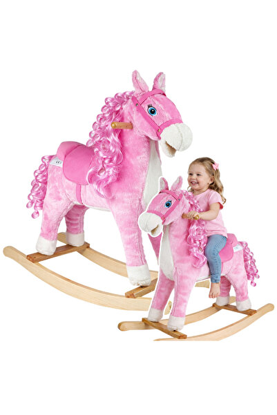 LEAN Pink rocking horse with sounds and moving mouth and tail 74 cm