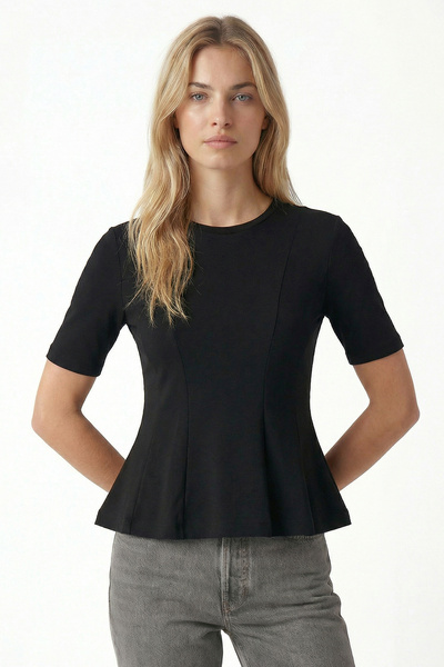 Ritnice Women's Ella Black Peplum Blouse