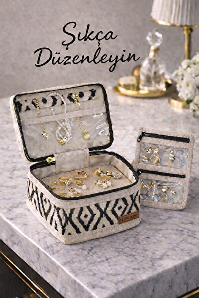 Flow Home Takı Çantası Organizer Kutusu Seyahat Kozmetik Makyaj Aksesuar Sakl...