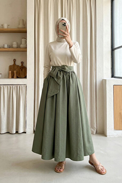 MODAQU Fusta din țesătură tip parașută, plisată, cu curea sau curea straturi ...