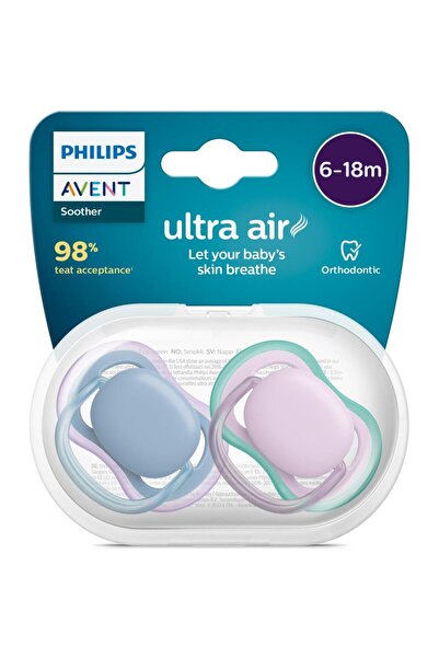 Philips Avent Ultra Air Orthodontic Pacifier Set 6-18 Months, BPA-Free, Purpl...