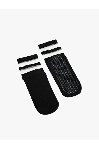 Koton bumbac perechi de șosete de yoga cu talpă anti-alunecare cu dungi