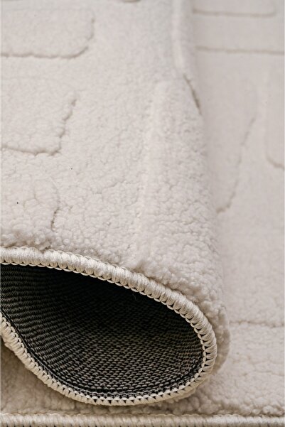 HOME AURAA Abstra 3D Jacquard Fur Rug-Lt. Beige-200x300cm