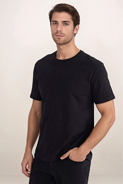 zenne طاقم الرقبة تي شيرت أسود