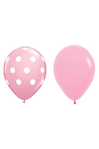 Avaleea Set 10 Baloane din Latex, Model Party cu Buline si Simple, 30 cm, Roz...