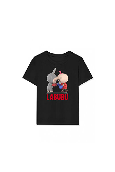 Narnuga Labubu Printed T-Shirt - Black -
