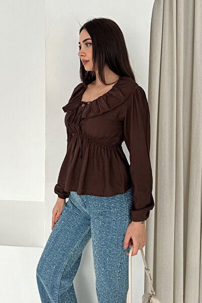 Noa&Noa Ruffle Collar Blouse with Tie Detail – Cream Charm