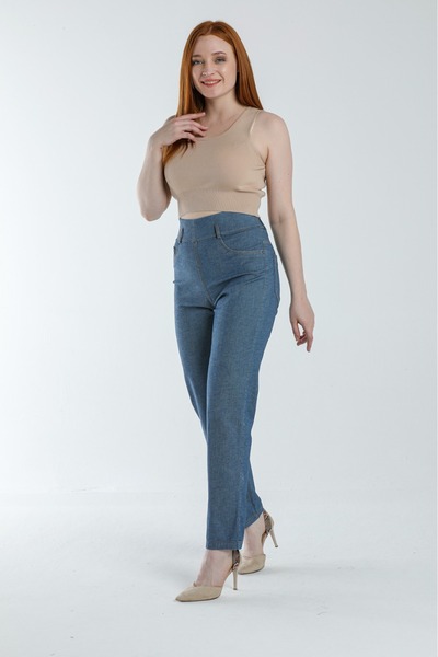 ICEQUEEN Women's Light Blue Lycra High Waist Comfort Straight Jean Pants – 5-...