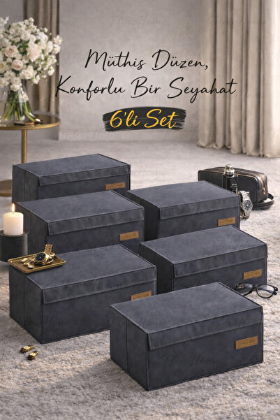 Flow Home Baz Altı Hurç 6'lı Set Kapaklı Yatak Altı Düzenleyici Battaniye Kıy...