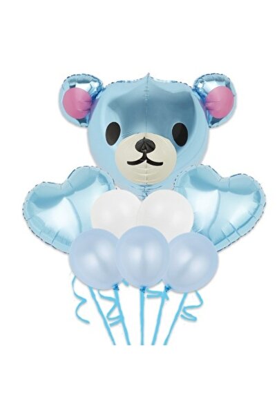 Avaleea Set 8 Baloane folie si latex Baby Boy, Ursulet, 60 cm