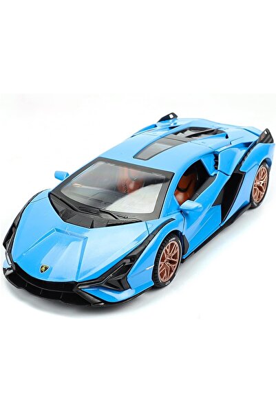 OEM Macheta metalica 1:34 Lamborghini Sian, 12 cm, Albastru