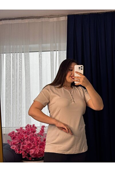 YNSGİYİM Yns - Women's Cotton Lu T-Shirt Rib Knit 100% Cotton T-Shirt Blouse ...