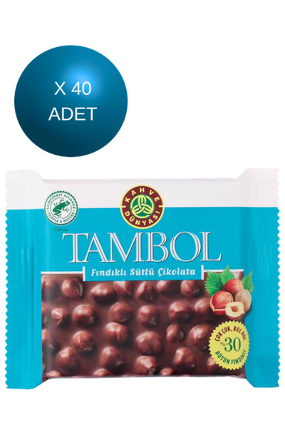 Kahve Dünyası Tambol Fındıklı Sütlü Çikolata (77 GR * 10 Adet) * 4 Adet