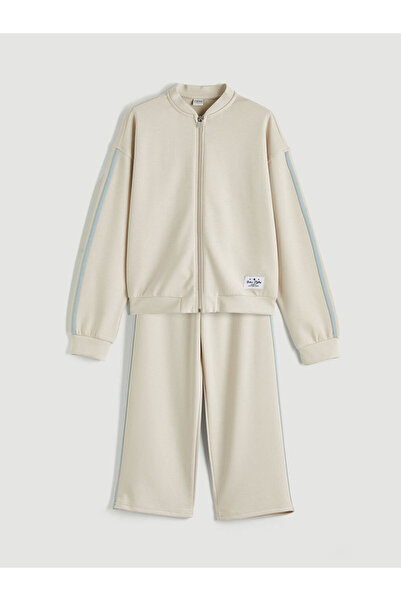 LC Waikiki Gray Mock Neck Girls' Soft Touch Tracksuit Set