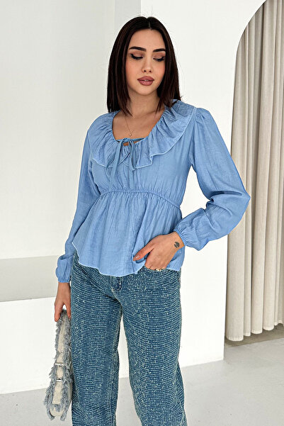 Noa&Noa Ruffle Collar Blouse with Tie Detail – Cream Charm