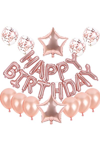 Avaleea Set of metallic foil balloons and latex balloons, Happy Birthday foil...