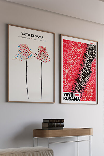 Artiera Σετ ζωγραφικής 2 τεμαχίων Kusama Pink Flowers and Dots Japandi Art με...
