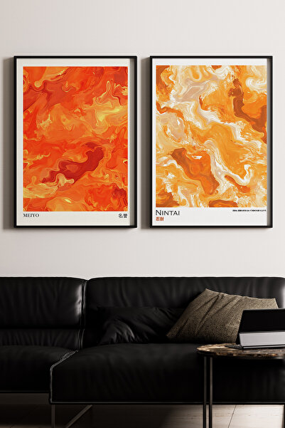 Artiera Σετ ζωγραφικής με ξύλινο πλαίσιο 2 τεμαχίων με πορτοκαλί ηφαιστειακά ...