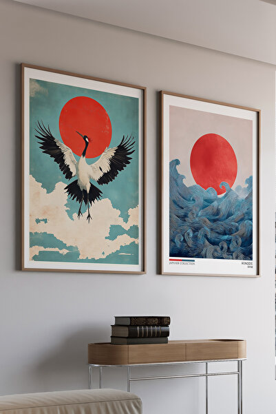 Artiera Σετ ζωγραφικής με ξύλινο πλαίσιο 2 τεμαχίων Minimal Frogs Japandi Art