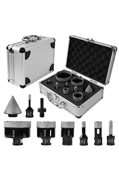 NO BRAND Diamond Tile Drill Bit Set 9 Pieces for Dry Drilling Ceramic Porcela...