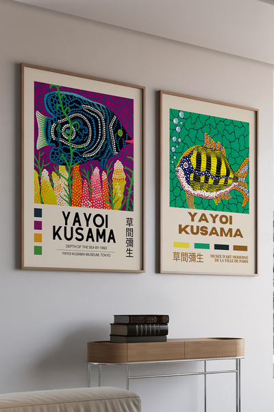 Artiera Σετ ζωγραφικής με ξύλινο πλαίσιο 2 τεμαχίων Kusama Πολύχρωμες Φιγούρε...