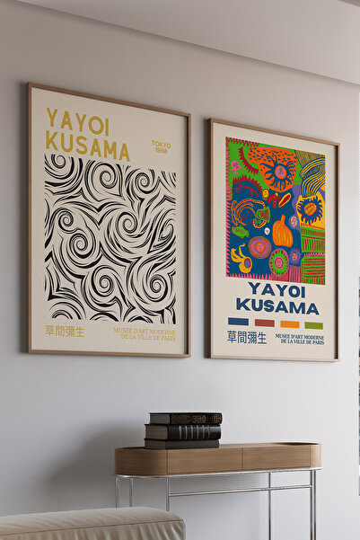 Artiera Σετ ζωγραφικής 2 τεμαχίων Kusama Black Line Flowers Japandi Art με ξύ...