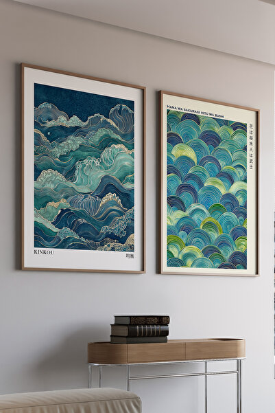 Artiera Σετ ζωγραφικής με ξύλινο πλαίσιο 2 τεμαχίων Blue Waves Spiritual Japa...