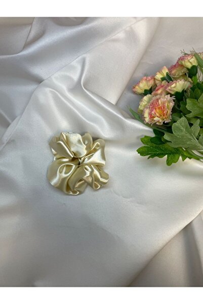 D&GSEWİNGSHOP KREM SATEN LASTİK/SİMİT TOKA TEKLİ